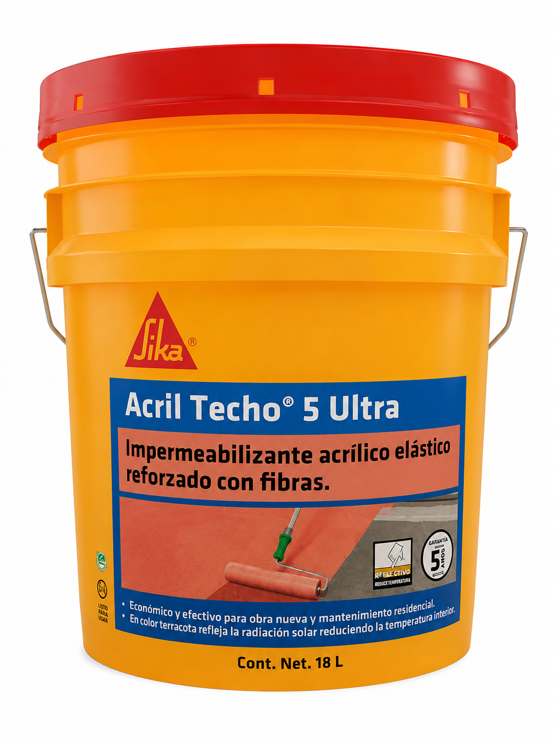SIKA ACRYLIC ROOF WATERPROOFING 5 YEARS ULTRA RED 18 LT