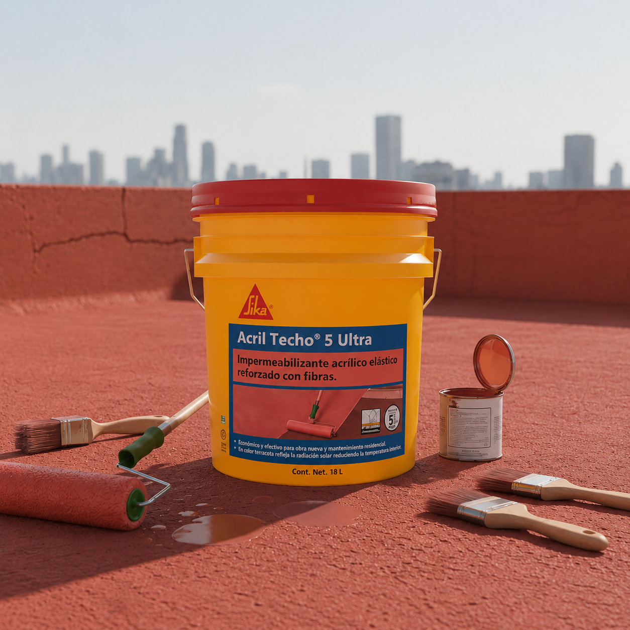 SIKA ACRYLIC ROOF WATERPROOFING 5 YEARS ULTRA RED 18 LT